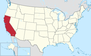 Karte der Vereinigten Staaten mit hervorgehobenem Kalifornien