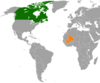 Location map for Canada and Mali.