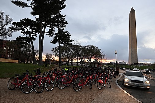 Capital Bikeshare Station near the Washington Monument in DC