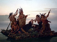 Five Indians and a Captive, painted by Carl Wimar, 1855 Carl Wimar Abduction of Boones Daughter detail Amon Carter Museum.jpg