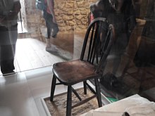 Chair in which Josef Jakobs sat when he was executed by firing squad 15 August 1941 Chair in which Josef Jakobs sat when he was executed by firing squat August 15, 1941.jpg