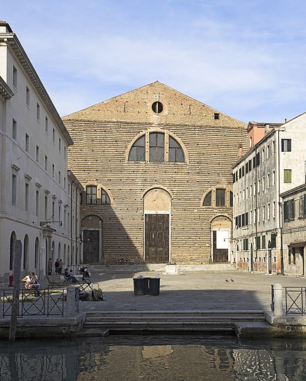San Lorenzo church in the sestiere of Castello (Venice), where Polo was buried. The photo shows the church as it is today, after the 1592 rebuilding.