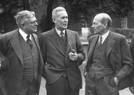 Chifley (middle) and Bert Evatt (left) with Clement Attlee (right) at the Dominion and British Leaders Conference, London, 1946