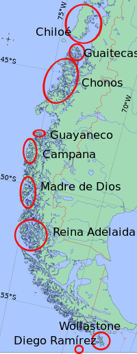 Location of the Archipelagoes of Patagonia