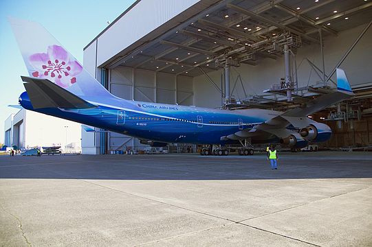 "Blue Whale" 747 B-18210 in the hangars