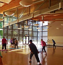 Exercise class in a multipurpose room of the Community Center