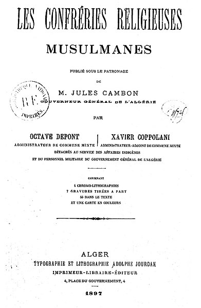 File:Confréries religieuses musulmanes Depont et Coppolani 1897 couverture.jpg