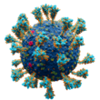 Permodelan atomik akurat yang menggambarkan struktur luar virus SARS-CoV-2. Tiap "bola" yang tergambarkan di sini adalah sebuah atom.