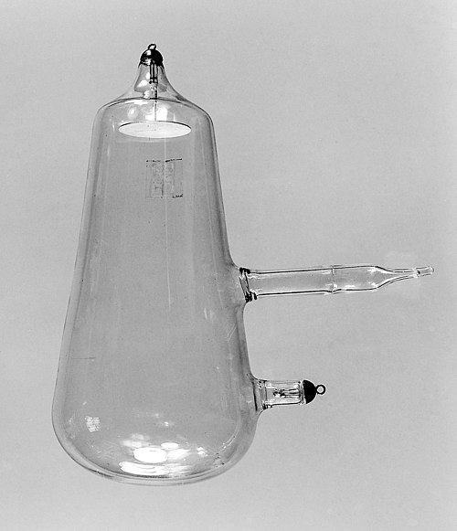 Example of a Crookes tube, a type of discharge tube that emitted X-rays