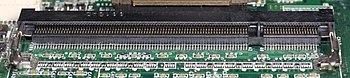 A SO-DIMM slot on a computer motherboard DDR SO-DIMM slot PNrdeg0341.jpg