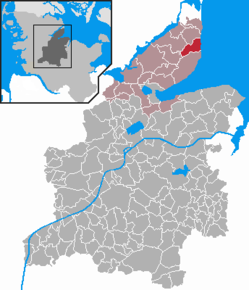 Poziția Damp pe harta districtului Rendsburg-Eckernförde