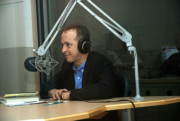 David Sedaris at WBUR studios in June 2008.