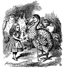 Dodo bird premiando Alice