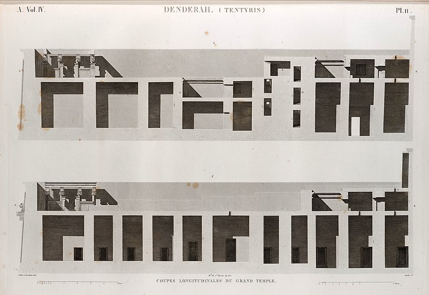 Pl.11 - Coupes longitudinales du Grand Temple