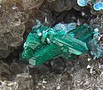 Dioptase and shattuckite on quartz from the Sanda mine in Pool Region Dioptase-Shattuckite-Quartz-165720.jpg