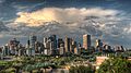 Edmonton downtown skyline on summer solstice 2013.
