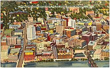 Luchtfoto van Grand Rapids in de jaren dertig