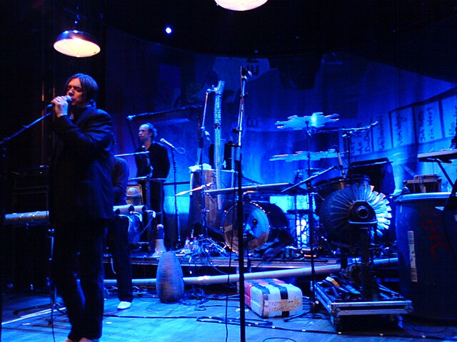 Live at "Berns" in Stockholm, April 2008: Blixa Bargeld (left) and N.U. Unruh (centre-left)