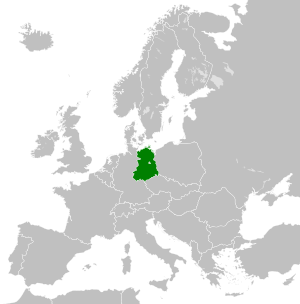 La République démocratique allemande représenté en vert sur l'ancienne carte de l'Europe