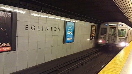 Eglinton TTC train arriving