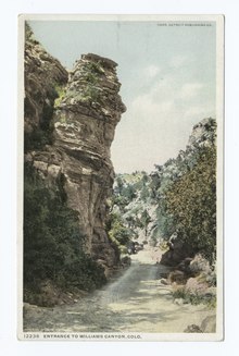 "Entrance to Williams Canyon" Postcard -- 1908-1909. Entrance to Williams Canyon, Colorado (NYPL b12647398-69806).tiff