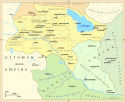 1800年的納希切萬汗國與葉里溫汗國領土