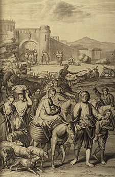 Abram and Lot Depart Out of Haran (illustration from the 1728 Figures de la Bible) Figures 013 Abram and Lot Depart Out of Haran.jpg