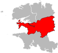 Carte de l'arrondissement de Châteaulin au sein du département du Finistère