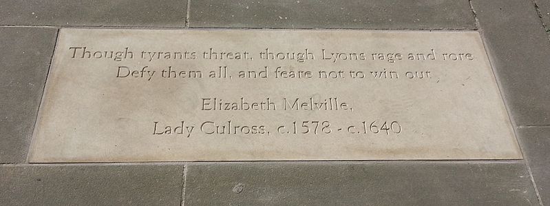 File:Flagstone commemorating Elizabeth Melville (c1578-c1640), Lady Culross, Makars' Court, Lawnmarket, Edinburgh, Scotland.JPG