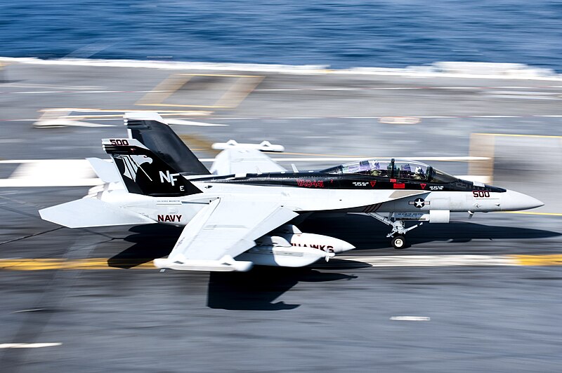 File:Flickr - Official U.S. Navy Imagery - A jet is stopped by an arresting gear wire after landing aboard USS George Washington..jpg