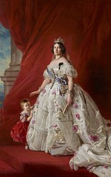 Queen Isabella II and her daughter the Princess of Asturias 1852