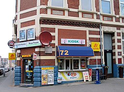 Geibelstraße 72 Hannover Ecke Alte Döhrener Straße, Kiosk mit Stadttafel 64 für den Flugzeugkonstrukteur und Pionier der Luftfahrt Karl Jatho