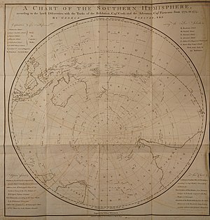 Eine Karte der südlichen Hemisphäre, gezeichnet von Georg Forster