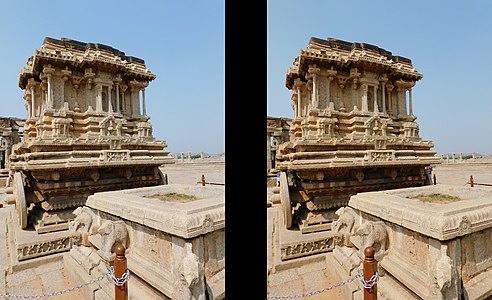 Stone chariot view from temple entrance side