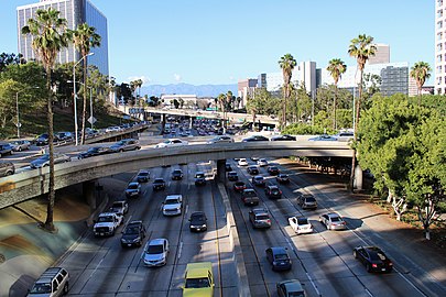 Rush hour on I-110 in Los Angeles