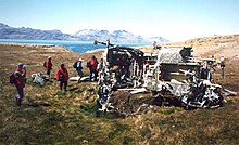 Remains of an Argentine Puma Helicopter which crashed in bad weather during Falklands War.jpg