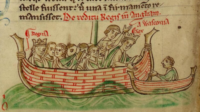 File:Henry III and Eleanor returning by sea from Gascony, with Nicholas de Molis is in a small boat alongside.jpg