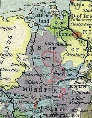 Furstbiskopsdömet Osnabrücks utsträckning år 1786.