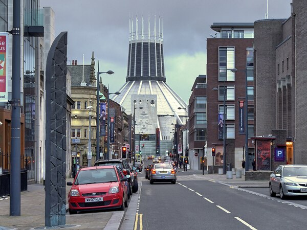 Looking down Hope Street towards Liverpool Metropolitan Cathedral