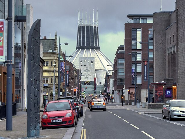 Looking down Hope Street towards Liverpool Metropolitan Cathedral