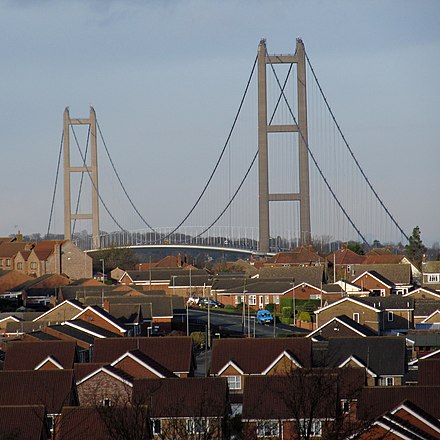 Barton upon Humber, one of the towns of North Lincolnshire and also near the Humber Bridge which connects the town and Lincolnshire to Hessle and Kingston upon Hull in the East Riding of Yorkshire.