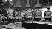 Sunderland South Dock locomotive depot Inside a round-house at Sunderland South Dock Locomotive Depot, 1954 (geograph 4981077).jpg