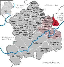 Läget för Irndorf i Landkreis Tuttlingen