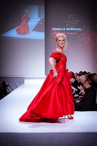 File:Isabelle Maréchal wearing Anne de Shalla - Heart and Stroke Foundation - The Heart Truth celebrity fashion show - Red Dress - Red Gown - Thursday February 8, 2012 - Creative Commons.jpg