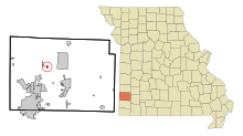 Jasper County Missouri Incorporated and Unincorporated areas Alba Highlighted.svg