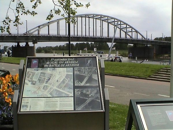 The John Frost Bridge, as seen from the memorial.