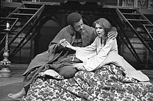 Jones and Jill Clayburgh in the stage production of Othello at the Mark Taper Forum in Los Angeles, California on April 9, 1971