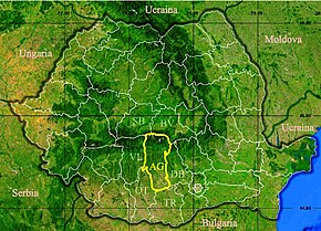 Harta României cu județul Argeș indicat