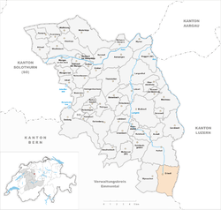 Harta e komunës Eriswil në distriktin Oberaargau