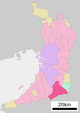 Situering van Kawachinagano in de prefectuur Osaka